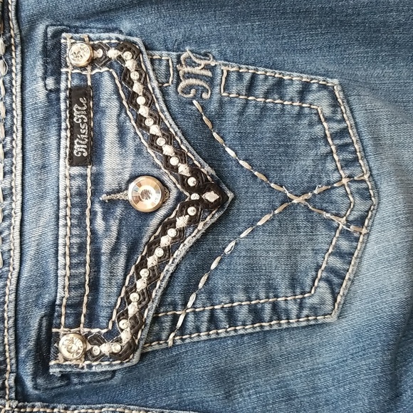 Miss Me Medium Wash Mid Rise Signature Bootcut Jeans. - Picture 2 of 16